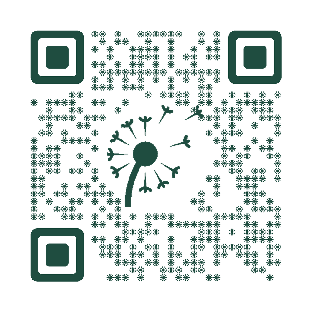QR-Code mit Pusteblume zur Webseite pflege-netzwerk.at
